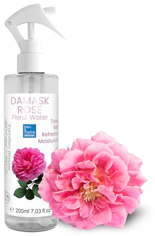 Hidrolato de Rosa Bio, Agua Floral Organica, Rosa de Bulgaria, Tónico y Limpiador Facial, 100% Natural, Hidratante, Calmante Piel Iritada, Antiedad Piel Madura, Refrescante 200 ml