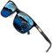 DUCO Polarisiert Sonnenbrille für Herren mit UV400 Schutz Retro Rechteckig Rahmen Ultraleichte Metallrahmen Brillengläser Fahrerbrille Sportsonnenbrille 3029H (Schwarz/Blau)