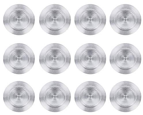 33cm Plastic Christmas Charger Plates (Silver - Mosaic, 12)