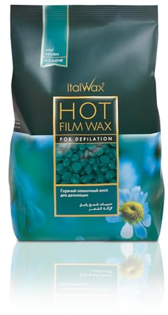 Italwax Azulene - 500g - Cera elástica en perlas para depilaciòn sin bandas - Fórmula natural para todo tipo de pieles - Recomendado para la zona bikini y las axilas– Sin fragancia