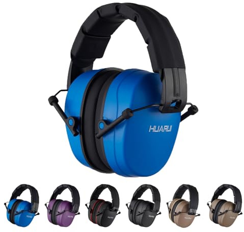 HUARUI Hearing Protection Ear Muffs SNR 29dB Noise Cancelling Headphones for Adults Kids Autism,Safety Earmuffs for Hunting,Shooting, Mowing, Construction(Blue)