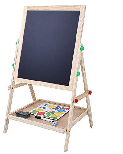 Holztafel für Kinder, 2 in 1, höhenverstellbar, glatte Oberfläche, kein Schrubben, multifunktionale Kreidetafel