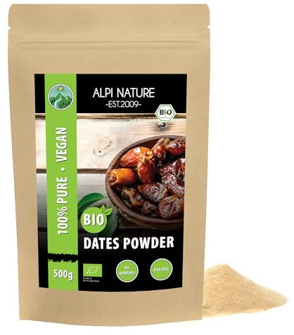 Organic Date Sugar 500g 1.1 lb by Alpi Nature, Ground Organic Dates, Date Powder, Sugar Substitute