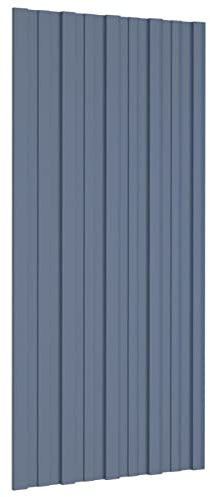 Susany Roof Panels 12 pcs Roofing Sheets Sheeting Corrugated Roof Roof Panels Covers for Greenhouses, Sheds, Carports, Huts, Kennels or Garages Galvanised Steel Grey 100x45 cm