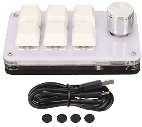 Enhandstangentbord, General DIY Programmable Blue Switch 6 Keys Mini Keyboard för PC (Vit)