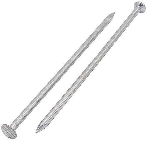 SKIR'CO (30 piezas) Clavos de construcción chapados en zinc de 5 x 150 mm, clavos de alambre comunes, cabeza redonda plana, clavos de acero para carpintería