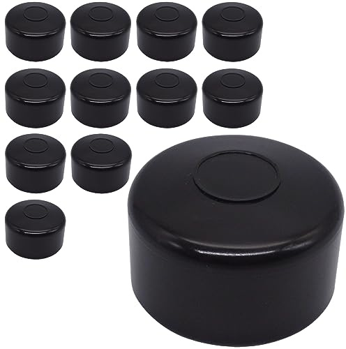 SKIR'CO Tapones para postes de valla, tapas redondas de plástico negro de 48,3 mm para postes de valla redondos, cubiertas de postes de valla, color negro RAL 9005 (12 unidades)