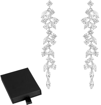 1 Paar Ohrringe, Diamantohrringe für Frauen, Ohrringe für Frauen, Ohrringe funkelnd, Ohrringe mit Strasss Quasten, Hochzeit Kristall Strass Brautanhänger Ohrringe (Silber)