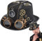 Zylinder Hut, Hut Space Punk Deluxe Mit Brille, Hut Zylinder Steampunk, Hut Steamgoggles, Herren Gothic Steampunk Hüte,Retro Kostüm Cosplay Zylinder Mit Abnehmbarer Schutzbrille