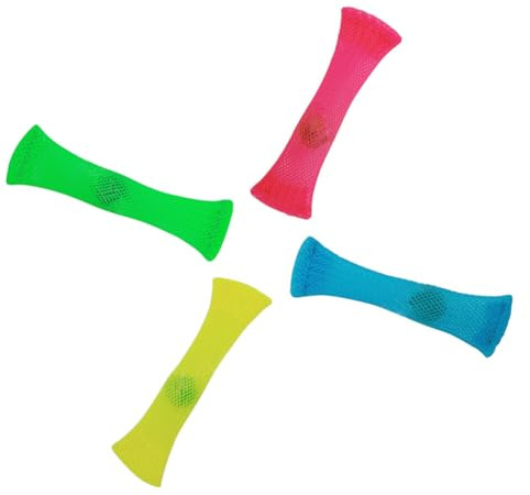 HiyyFloy Jouet De Soulagement avec Billes en Maille Tressée, Tube Sensoriel Facile À Plier pour Enfants, Portable, Écologique, Fidgets Pressés, Tube en Maille Anti-Stress, 4 Pièces