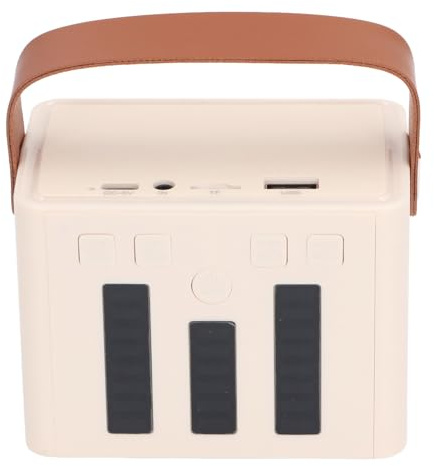 Jiawu Ensemble de Haut-parleurs de Microphone, Haut-Parleur de Microphone sans Fil, Suppression du Bruit 2,4 G, avec Deux Microphones pour Les Voyages (Ivoire)