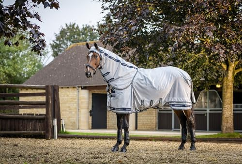 LeMieux Kudos Shower Pro Waterproof Fly Rug - Breathable Ripstop Fabric - AntiStatic - Full Neck - Grey - 6ft3ins
