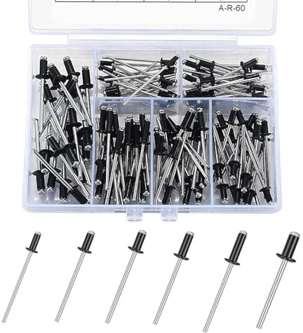 ROLMZJX Juego de 180 remaches ciegos, 4,0 mm/3,2 mm/3,0 mm/2,4 mm, remaches ciegos de aluminio, remaches pop con extremo abierto, surtido de remaches ciegos de aluminio para metal, madera y plástico