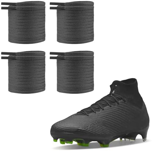 UamGlsob 2 paia di lacci scarpe da 4mm per calcio, lacci piatti sottili per scarpe da rugby e calcio alte/basse (Black, 54/140cm)