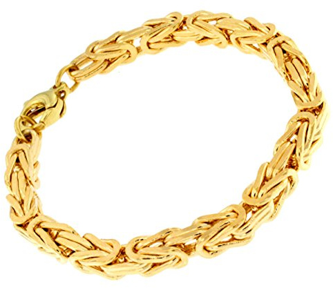 Tendenzalia Bizantiner kungligt armband kvadratisk original italiensk kedja 18 k förgylld eller dubbel 6 mm bred längd valbar, Gult guld