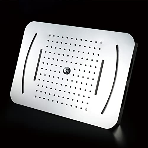 Shower Head Pommeau de Douche à Effet de Pluie à LED, Pomme de Douche à Effet de Pluie encastré au Plafond, Pommes de Douche Haute Pression chromées 23 Pouces x 15 Pouces 3 Fonctions (Pluie + Cascade