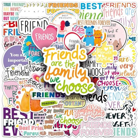 Calcomanías de la amistad, 51 unidades, impermeables, estéticas, de dibujos animados, para monopatín, botella de agua, laptop, álbum de recortes, coche, bicicleta, equipaje, teléfono, casco, vinilo