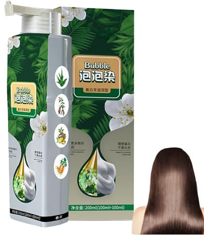 Toce per capelli vegetali a bolle, tintura naturale 100 ml a base di copertura grigia color uomo donna tintura crema cuoio capelluto sicuro ＆ marrone
