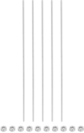 QUARKZMAN 5Pz M3 x 200mm Barra Filettata Completa con 10Pz Dadi Esagonali, Passo Filettatura 1.25mm Barra Filettata in Acciaio Inox 304 Destra Barre Perno