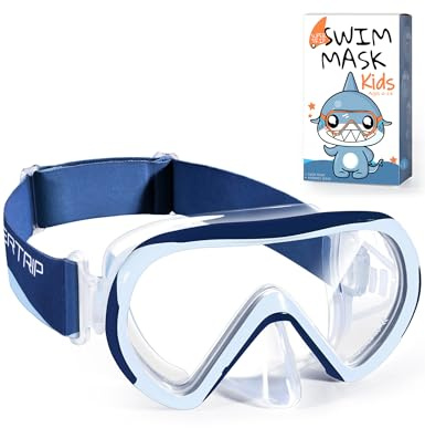 Supertrip Taucherbrille Kinder mit Stoffband,Schwimmbrille Kinder fur Mädchen Jugen,Gehärtetes Glas Schnorchelmaske Kinder mit Nase,180°Panorama Tauchmaske Schwimmmaske Anti-Leck fur 6-14 Jahre