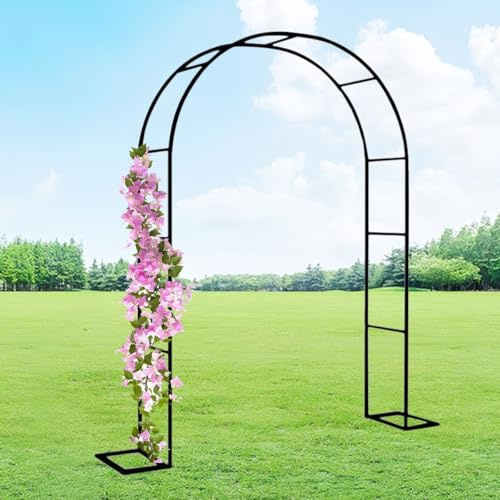 Arco de jardín de acero inoxidable, enrejado de metal de 80-350 cm, duradero y resistente, soporte para plantas trepadoras negro, 140 x 220 cm, ideal para el cultivo de verduras y decoración al aire