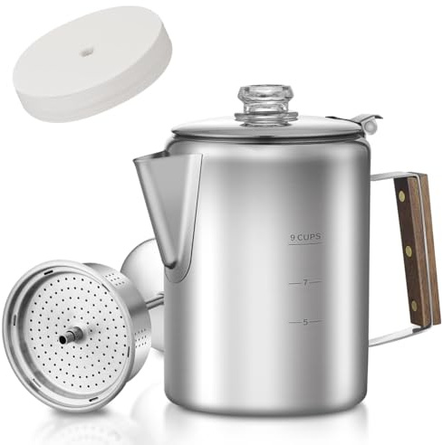 Asyduey 9 Tazze per la Casa, Percolatore di caffè in Acciaio Inossidabile in Acciaio in Acciaio Inossidabile con Filtri da caffè da 90%, Caffettiera da Materiale da