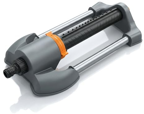 Brandson - Rasensprenger Viereckregner 3/4 Zoll – 16 Düsen – für große Flächen Reichweite 15 Meter – Einstellbare Sprühbreite - Oszillation 20° bis 140° – Garten Rasensprinkler