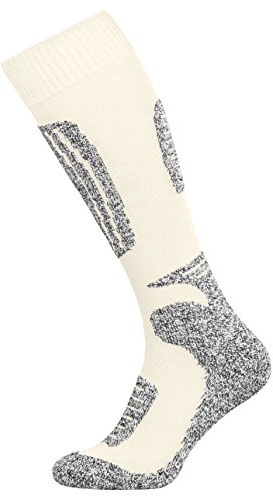 Tobeni 2 Pares Mujer Hombre Esquí Funcional Tabla de Snowboard Calcetines de Invierno Unisexo Color Blanco-Gris Tamano 39-42