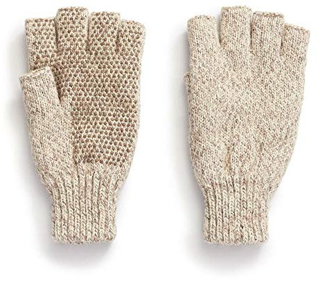 Hot Shot Men’s Ragg Wool Fingerless Gloves – Oatmeal, Insulated for Cold Outdoor Weather