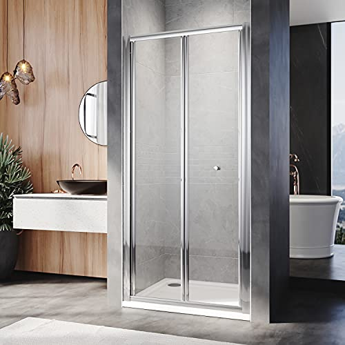 ELEGANT Bi-Fold Glass Shower Enclosure Door Cubicle Screen (1000mm, Framed)