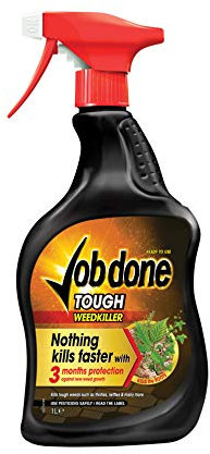 Job Done 86600140 Tough Weedkiller, 1L - Strong Fast Acting Weedkiller for Killing Tough Weeds and Roots - Systemic Garden Weed Killer with 3 Months Protection - Controls Brambles, Nettles and More