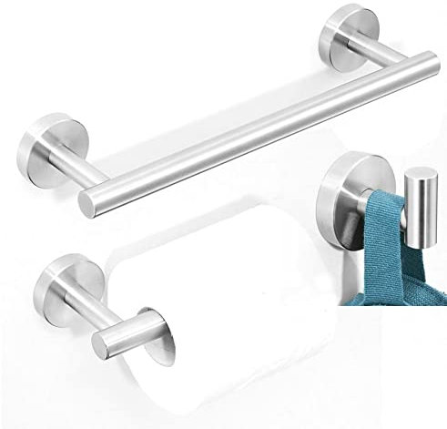 Leekayer Soporte de Papel higiénico Rustprof Sus 304 de Acero Inoxidable Barra de Toalla/Soporte Gancho, Acabado en níquel Cepillado Juego de Accesorios de baño de 3 Piezas, LK19500G3