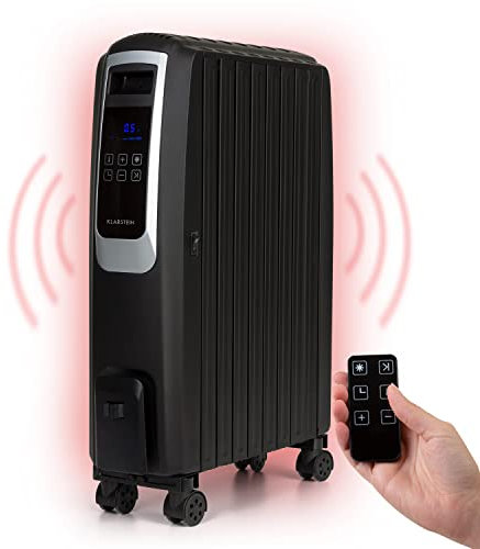 Klarstein Thermaxx - Radiateur à bain d'huile - Puissance : 2500 W - 3 niveaux - Plage de température : 10-30 °C - Minuterie 24 h pour fonction on/off - Tube chauffant double U - Design MX-ThermalFin