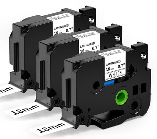 Aken Kompatibel mit TZe-241 für Brother P touch Bänder 18mm 0.7 TZe241 Schwawrz auf Weiß für Beschriftungsgerät Brother P touch D400 Schriftband Cube D400VP D600 P700 2430, 3er Packung