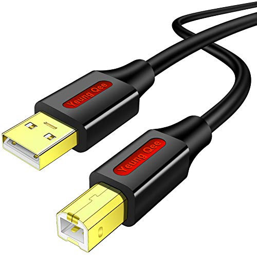 Yeung Qee Printer Cable 2M, USB 2.0 A Male to Type B Male Printer Scanner Cable Cord Compatible with HP, Canon, Epson, Dell, Brother, Lexmark, Xerox, Samsung etc (2m/6ft)