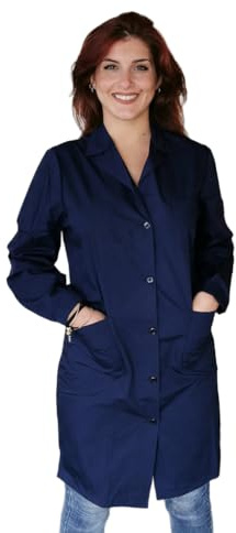 Camici da Lavoro Donna Manica Lunga Imprese di Pulizia Operaia Domestica Cameriera AI Piani Colf (Blu Scuro, M)