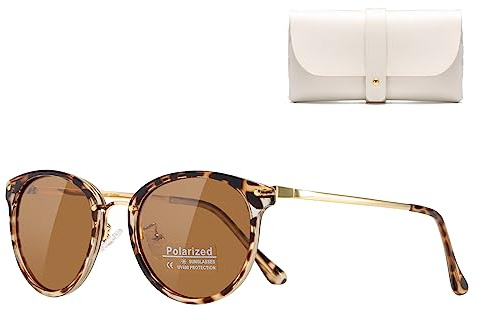Cleoxyge Fashion Sunglasses for Women Men Polarized Metal Fashion Ladies Sunglass UV400 Oval Elegant for Ladies Teen Girls Men (Gradient Brown Lens/Blackgold Frame)
