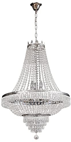 Lampadario di cristallo Lampadario di cristallo impero francese Lampada da soffitto a incasso for foyer Ingresso soggiorno Sala da pranzo Camera da letto Corridoio L 24'' x H 30'' ( Color : Silver )