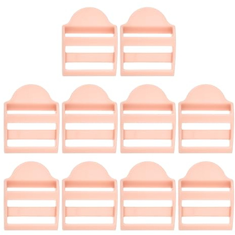 SUIKIHUM 10 Pack Plastic Ladder Slider, 1 Inch(25mm) Backpack Buckle Tri-Glides Clip, Adjustable Curved Buckle for Strap, Pink