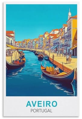 EZMLFA DIY Kits de Peinture à L'huile Affiches d'Aveiro au Portugal Loisirs Créatifs Adultes,Peinture Numero Enfant,DIY Adulte Paint by Numbers Kit 30x40cm