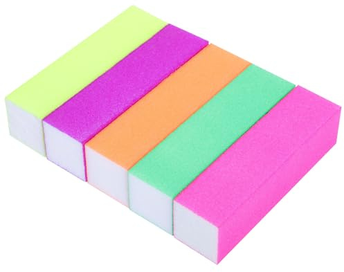 Toyvian 10pcs Fluorescent Color Nail Buffing Blocks Manicure Polishing File Set High Elasticity Sanding Strip for Nail Salon and Home Use Random Color Random