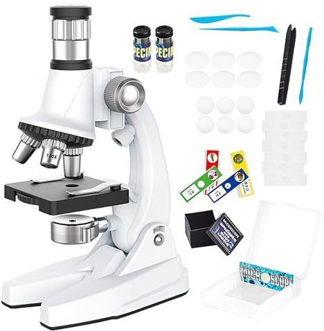 Juego De Microscopio Para Niños 100X A 1200X Ajustable | Juego De Microscopio Científico Para Juguetes Para Hogar Laboratorio Aula Niños Niñas Estudiantes Aficionados
