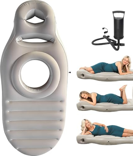 PLLYPE Cuscino Gonfiabile per La Gravidanza, Cuscino per maternità con Foro per La Pancia, Tappetino da Yoga per Donne Incinte, Supporto per Il Pancione, Supporto del Corpo Intero per Dormire