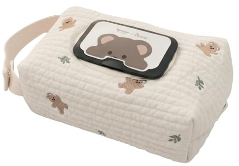 Scatola per salviette umidificate, sacchetto per salviette umidificate in cotone riutilizzabile per campeggio, viaggi e casa, Beige