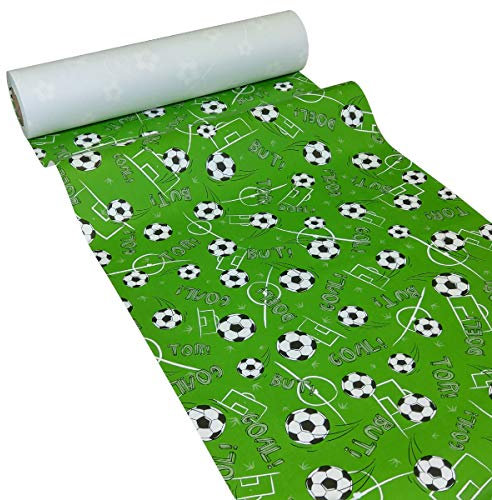 JUNOPAX Papier Tischläufer 50m x 0,40m Fußball, nass- und wischfest