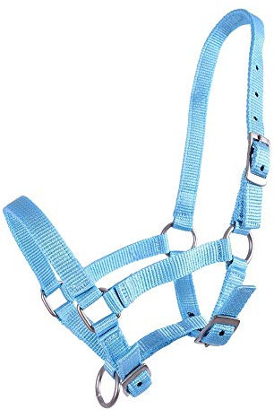 QHP Nylonhalfter Fohlen-Halfter 3fach Verstellbar Stark (Shetty-Fohlen, Babyblau)