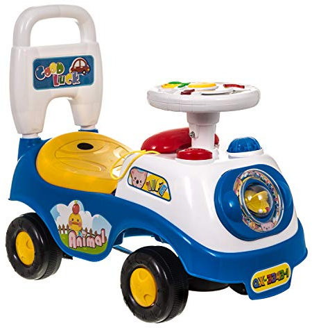 Hillington New My First Ride On and Push Along Buggy Car Colourful First Steps Toddler Walker Learning Toy with Sounds and Accessories (BLUE)