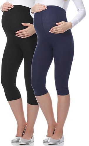 Be Mammy Leggins Premamá 3/4 2 Pack 03 | Pack de 2 leggings capri premamá cómodos y elásticos para embarazo