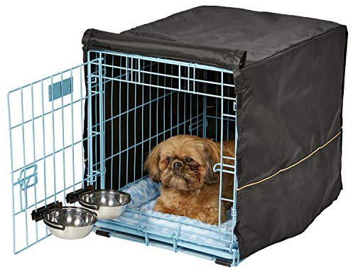MidWest Homes for Pets Blue Fashion iCrate Starter Kit, 24-inch Dog Crate Bundle for Small Dogs, Includes Cage, Pet Bed, 2 Bowls and Privacy Cover