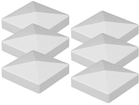 6-Pack White PVC Vinyl 5 inch x 5 inch External Pyramid Post Cap - White